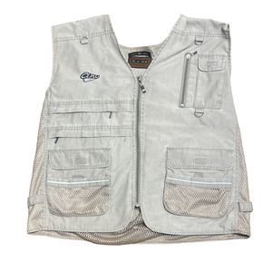 KLNU Vest Adult XXXL Tan Full Zip Mens Utility Work Fishing Vest Embroidered